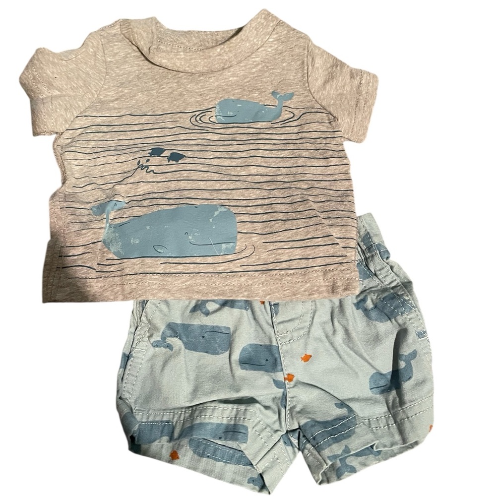 Whale Print Newborn Outfit